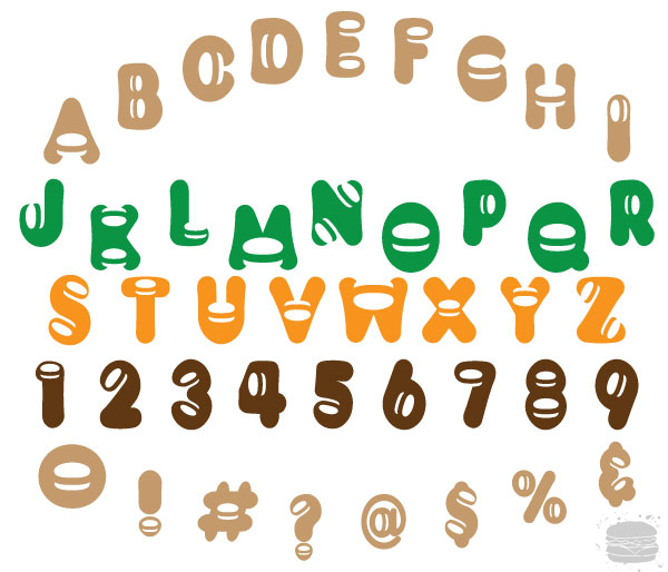 Who doesn't love cool fonts Here is the burger based font that I created